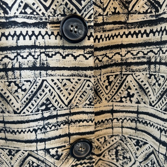 Jones New York Black White Tribal Print Silk Blazer Jacket Size 14 - Picture 10 of 10